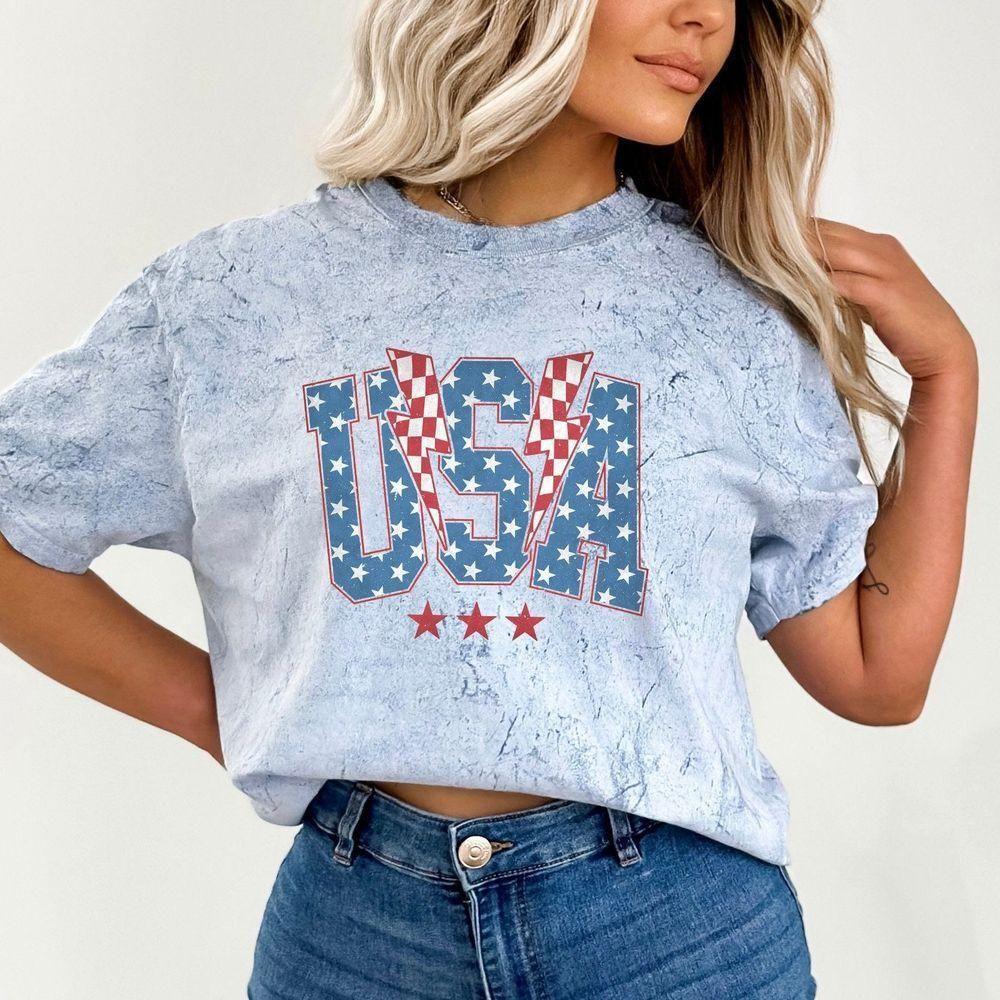 Retro Checkered Usa Tie Dye Vuitino Shirt